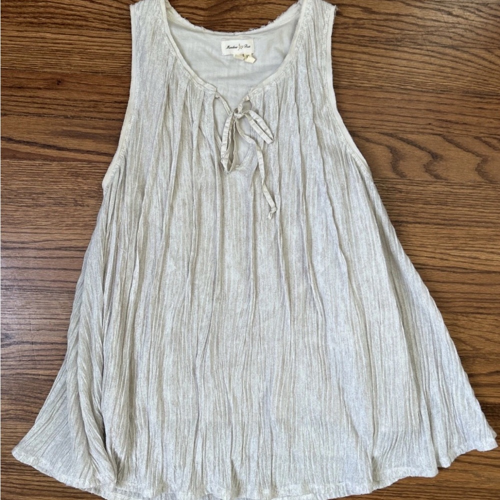 Anthropologie meadow rue beige boho pleated Tie neck tank top, small
